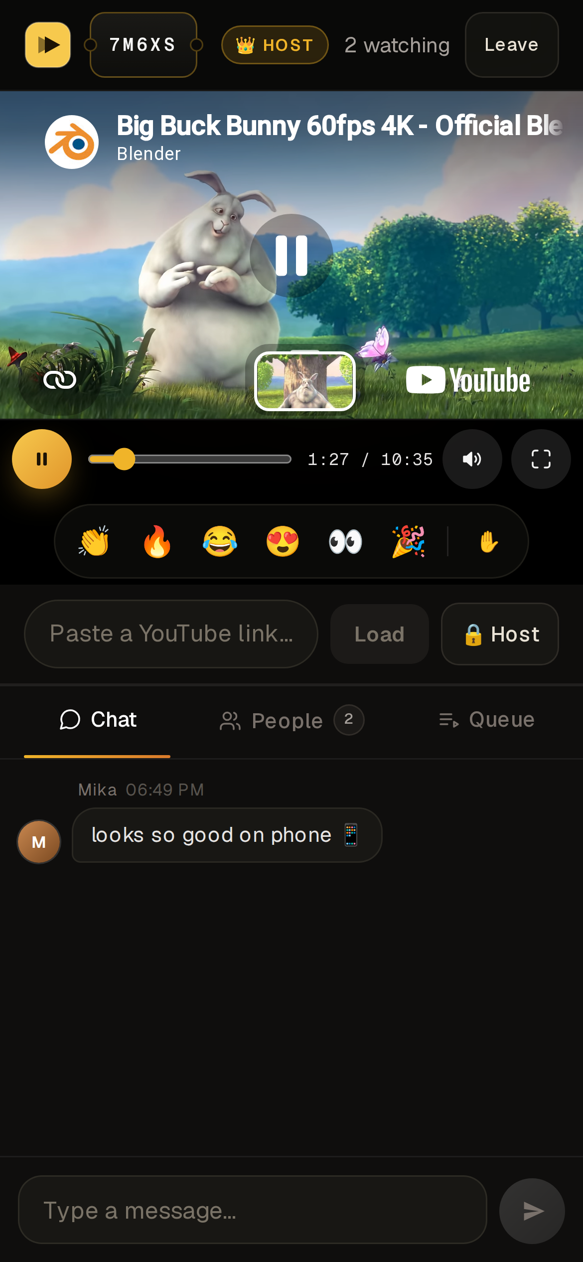 Gather room on a phone